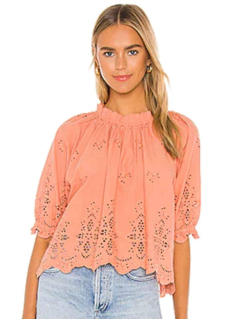 Revolve Cleobella Eyelet Arden Blouse in Sunset Size XS - Picture 1 of 7